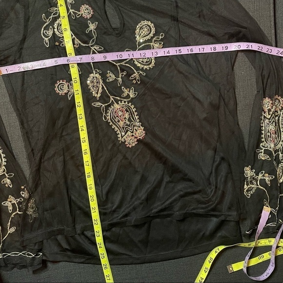 Monroe & Main black sheer long bell sleeve blouse friends style witchcore - Picture 8 of 8